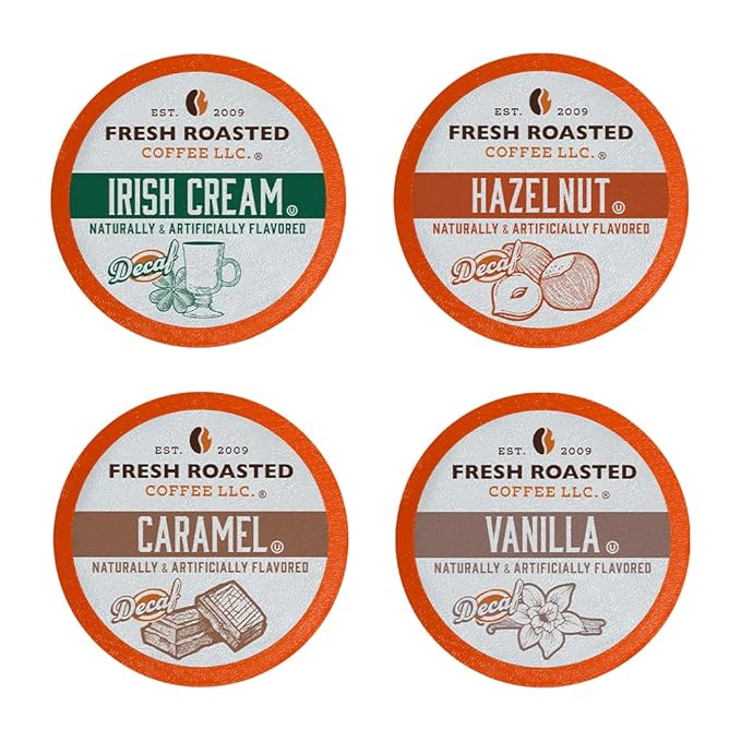 Fresh Roasted Coffee, Decaf Traditional Flavors, Flavored Coffee Pod Variety Pack, K-Cup Compatible, 24 Count