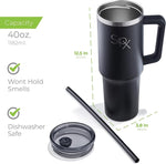 Load image into Gallery viewer, SIPX™ 40 oz Insulated Tumbler with Handle &amp; Straw – Vacuum Insulated Stainless Steel, Leakproof, Cupholder Friendly – Perfect for Iced Coffee, Water &amp; Travel – Black