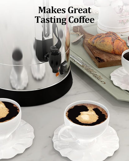 Garvee 100 Cup Commercial Coffee Maker, Food Grade Stainless Steel Large Capacity Coffee Urn Perfect for Church, Meeting rooms, Lounges, and Other Large Gatherings-14 L