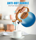 Load image into Gallery viewer, Tea Kettle, 3.2Qt/3Liter Whistling Kettle,Food Grade Cool Handle Tea pot,One-Button Switch, Apply to Various Stovetops, Coffee/Tea (Sky Blue Gradient)