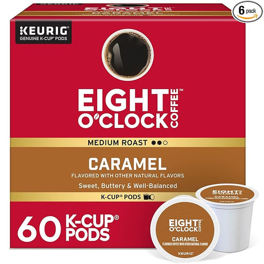 Eight O'Clock Coffee Caramel, Keurig Single-Serve K-Cup Pods, Flavored Coffee, 60 Count (6 Packs of 10)