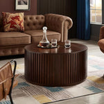 Load image into Gallery viewer, Round Wood Coffee Table for Living Room, Modern Circle Table with Removable Lid, Rustic Drum Table for Reception Room, No Need Assembly (31x31x16 in)