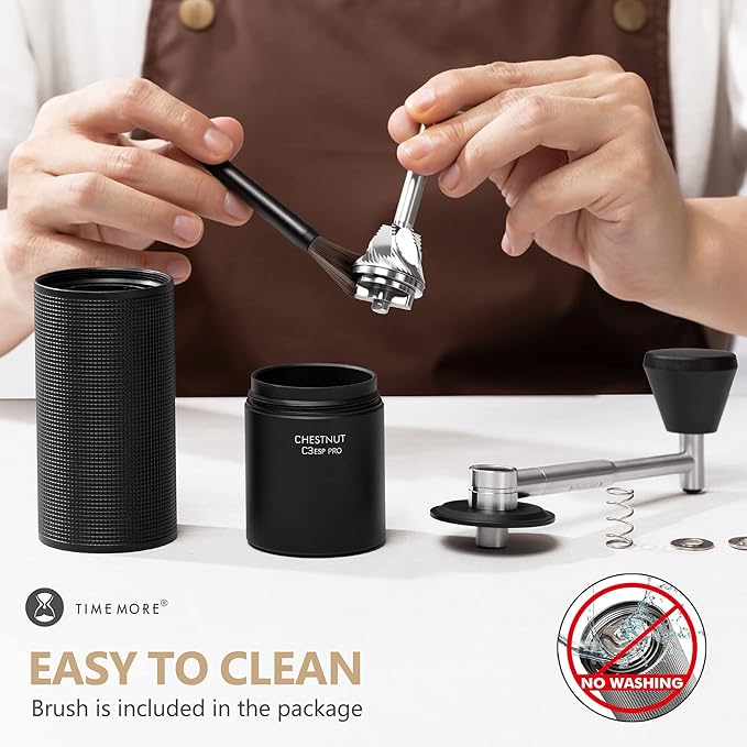 TIMEMORE Manual Coffee Grinder Chestnut C3 ESP Pro, Hand Coffee Grinder, Stainless Steel S2C Conical Burr Coffee Grinder with Foldable Handle, Adjustable Grind Setting for Espresso - Black