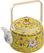 Load image into Gallery viewer, Antique Ceramic Teapot Coffee Pot with Infuser, 400ml (1-2 cups) Small Porcelain Tea Pots for Loose Leaf Tea, with Removable Stainless Steel Strainer and Lid for Gift (Yellow(Handle))