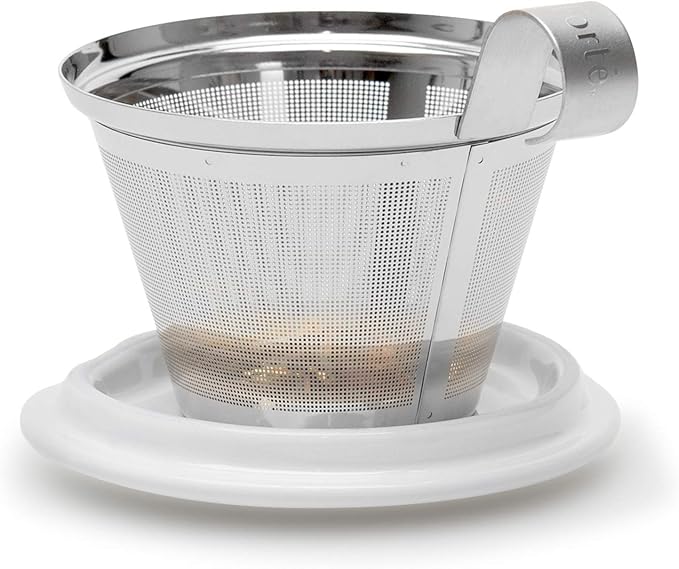 Tea Forte Hanami Double-Walled Ceramic Kati Cup with Removable Stainless Steel Infuser Basket and Lid, Steeps 12 oz Loose Leaf Tea, Lid and Cup Dishwasher & Microwave Safe