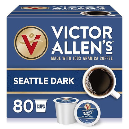 Victor Allen's Coffee Seattle Dark, Dark Roast, 80 Count, Single Serve Coffee Pods for Keurig K-Cup Brewers