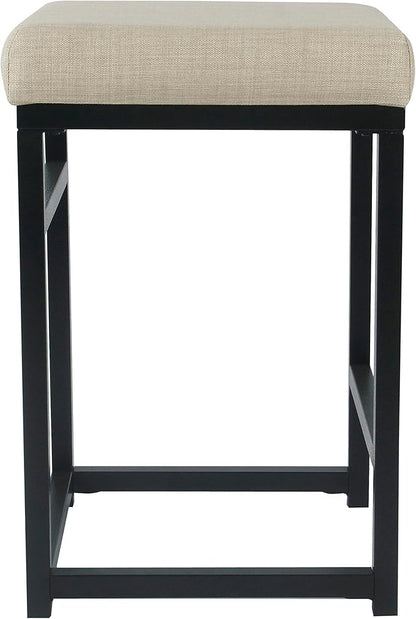 HomePop Home Decor | Modern 24-Inch Counter Stool | Backless Metal Frame Bar Stools Counter Height | Decorative Home Furniture, Natural