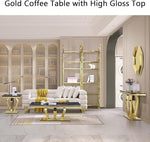 Load image into Gallery viewer, 4 Piece Black and Gold Living Room Table Set 1Coffee+2End+1Console