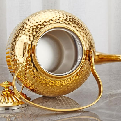 SANQIAHOME Antique 1.5L (50Oz) Stainless Steel Teapot with Infuser Gold