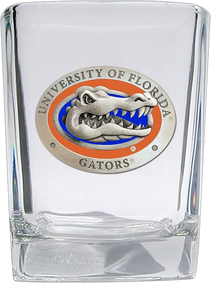Heritage Pewter University of Florida Square Shot Glass | Hand-Sculpted 1.5 Ounce Shot Glass | Intricately Crafted Metal Pewter Alma Mater Inlay