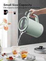 Load image into Gallery viewer, Sekaer Small Electric Tea Kettle Stainless Steel 0.8L Portable Travel Hot Water Boiler, Mini Electric Coffee Kettle with Auto Shut-Off &amp; Boil Dry Protection, Cordless Base &amp; Green