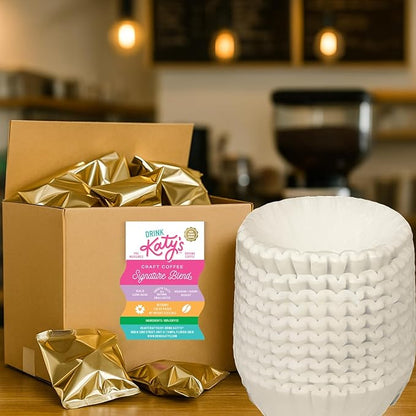 Katy’s Large Coffee Filters - 12 Cup Commercial Coffee Filters - 9.5” x 4.5” Inch - Premium Paper & Brew Extraction, Tall & Wide, No Ground Overflow - Perfect For Restaurants & Cafes - 500 Count