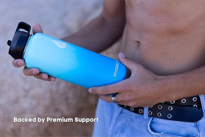 HYDRO CELL Stainless Steel Insulated Water Bottle with Straw - For Cold & Hot Drinks - Metal Vacuum Flask with Screw Cap and Modern Leakproof Sport Thermos for Adults (Sky/Blue 40oz)