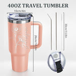 Load image into Gallery viewer, Personalized 40 Oz Tumbler with Handle Made in USA Custom Tumbler with Name &amp; Birth Flower Month, Stainless Steel Travel Coffee Mug Cup, Birthday Gifts Personalized Gifts for Women Men