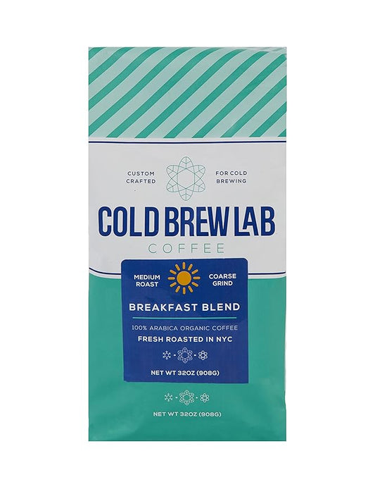 Cold Brew Organic Breakfast Blend Coffee, Coarse Ground, Medium Roast, 2 LB, for Cold Brewing & French Press