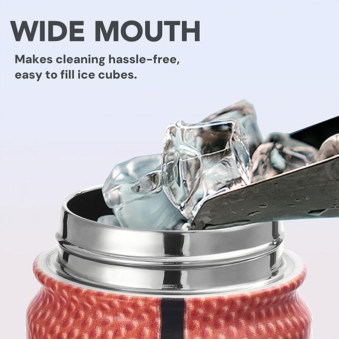 Basketball Water Bottle, 24 oz Insulated Stainless Steel Sports Bottle with Straw, Basketball Stuff Gifts for Boys