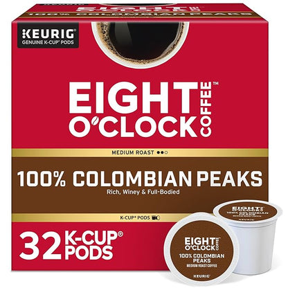 Eight O'Clock Coffee Colombian Peaks Single-Serve Keurig K-Cup Pods, Medium Roast Coffee Pods, 32 Count