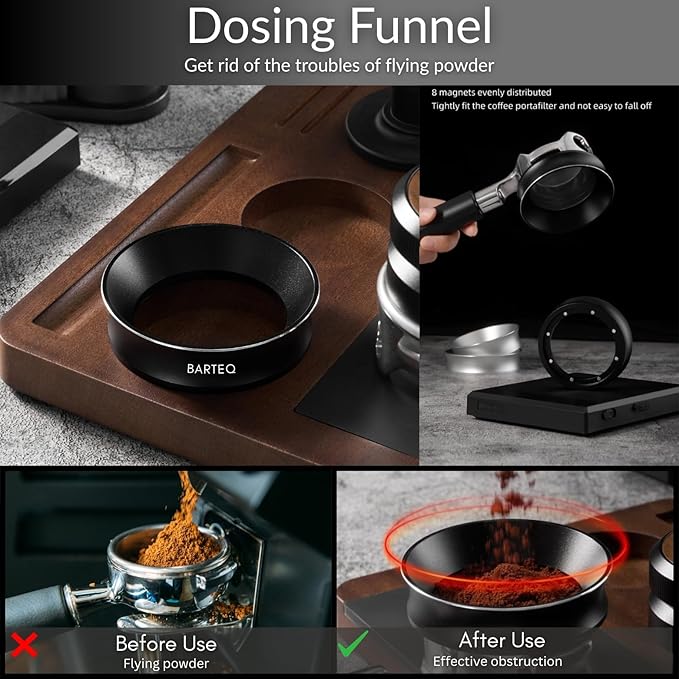 BARTEQ 58.35mm Espresso Accessories Kit, Self Leveling Double Spring Loaded Calibrated Coffee Tamper, Stainless Steel Ripple Base Fits 58mm-58.5mm Portafilters