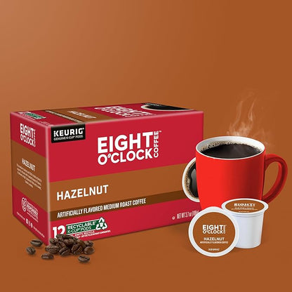 Eight O'Clock Coffee Hazelnut, Keurig Single Serve K-Cup Pods, Medium Roast, 72 Count (Pack of 1)