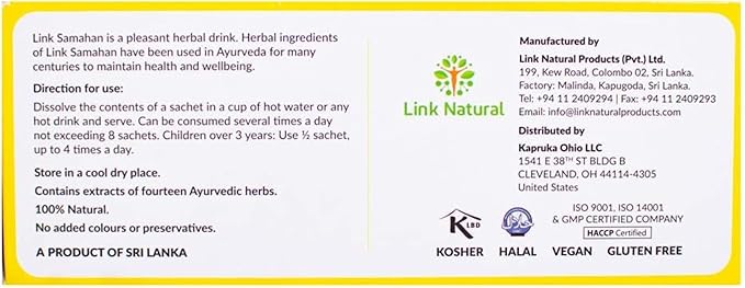 SAMAHAN Ayurvedic Herbal Tea Packets - Sri Lankan Ceylon Blend with 14 Natural Herbs Including Ginger, Black Pepper & More, Herbal Tea Bags for Wellness, Relaxation & Daily Comfort - 100 Count