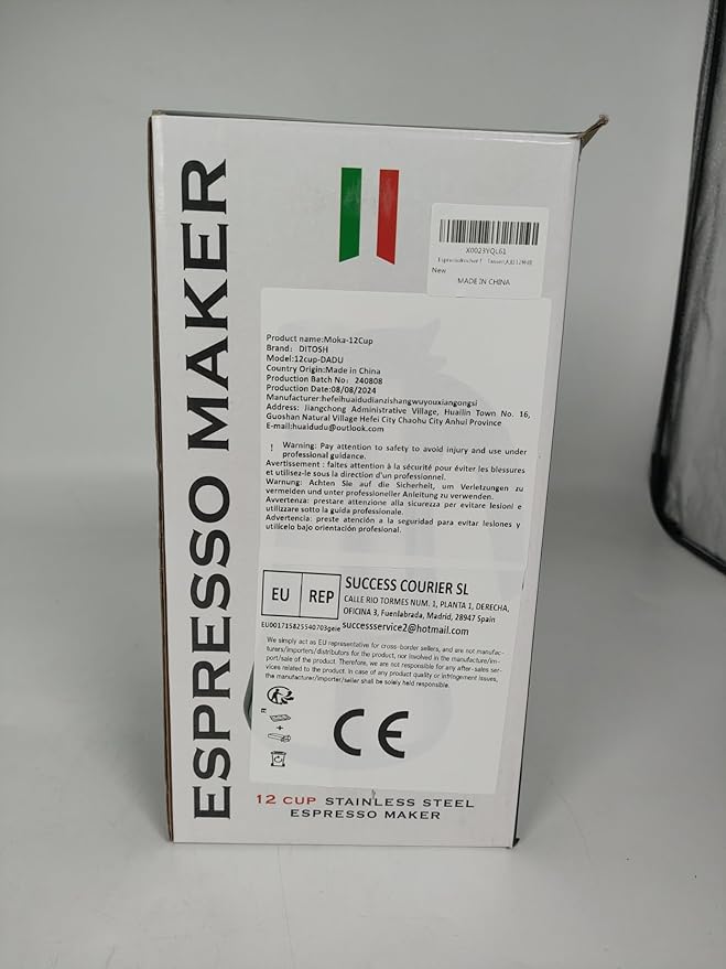 12 Cup Stovetop Espresso Maker Stainless Steel Moka Pot Stove Top Percolator Italian Coffee Makers Capable Mocha Greca Machine Cafe Classic Induction Cookers for Home and Camping 600ml 20oz