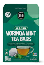 Load image into Gallery viewer, FGO Organic Moringa Mint Tea, 100 Count, Eco-Conscious Herbal Tea Bags, Resealable Bag, Caffeine Free, Packaging May Vary (Pack of 1)