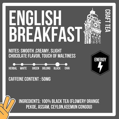 Revival Tea Company English Breakfast Tea - Traditional Black Tea Blend made of Assam, Ceylon, Kenyan, and Keemun - Loose Leaf 6 Ounces