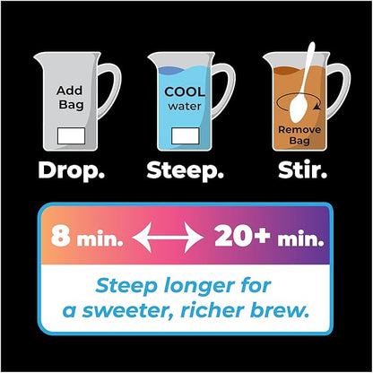 Cane Brew Sweet Tea – Southern Black Iced Teas, Family Size – No Boil, Zero Mess – Cold Brew for Home, Camping, RV, or Travel, 16 Half Gallon Bags