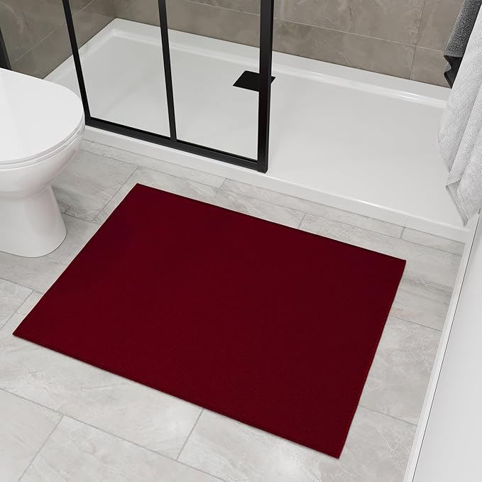 Ottomanson Rugs for Entryway 2'3" x 3' Non Slip Solid Small Area Rugs Durable Front Door Mat Rug Stain Resistant Entrance Rugs for Bathroom Kitchen Bedroom & Living Room, Red