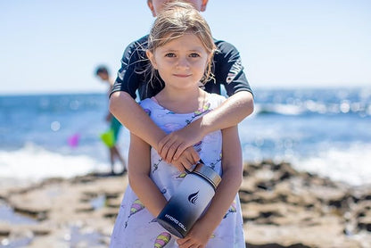 HYDRO CELL Stainless Steel Insulated Water Bottle with Straw - For Cold & Hot Drinks - Metal Vacuum Flask with Screw Cap and Modern Leakproof Sport Thermos for Adults (Black/White 14oz)