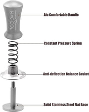 K COOL 51mm Coffee Espresso Tamper, Premium Barista Tools, Calibrated Spring Tamper, 100% Stainless Steel Flat Base Tamper with Scale Mark for Espresso Machine (Silver)