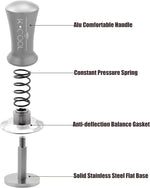 Load image into Gallery viewer, K COOL Espresso Tamper, Coffee Tamper, Premium Barista Tools Tamper with Calibrated Spring 30lb, 100% Stainless Steel Flat Base Tamper with Scale Mark for Espresso Coffee Machine (53mm, Silver)
