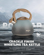 Load image into Gallery viewer, POLIVIAR Tea Kettle, 2.7 Quart Stovetop Tea Kettle, Audible Whistling Teapot with Crackle Finish, Food Grade Stainless Steel for Anti-Rust, Anti Hot Handle, Suitable for All Heat Sources (JX2023-LYL)