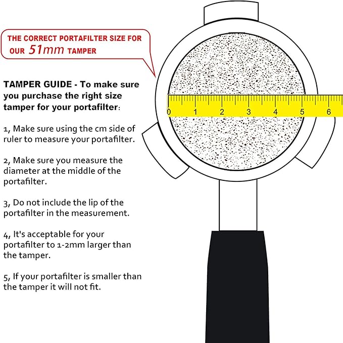 Diguo Elegance Wooden Coffee Tamper for 51mm Portafilter. Stainless Steel Flat with Height Adjustable Wooden Handle