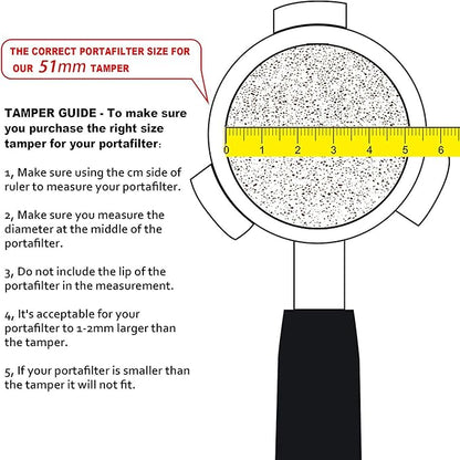Diguo Elegance Wooden Coffee Tamper for 51mm Portafilter. Stainless Steel Flat with Height Adjustable Wooden Handle