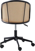 Load image into Gallery viewer, HULALA HOME Rattan Home Office Desk Chair with Curved Backrest, Caster Wheels, Height Adjustable, Accent Task Computer Chair for Home Work, Conference, Dining Room, Linen