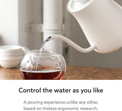 BALMUDA The Kettle | Electric Gooseneck Kettle | Lightweight | Stainless Steel | 0.6L (20fl oz) Capacity | Neon Light Indicator | Perfect for Tea and Coffee | US Version | White
