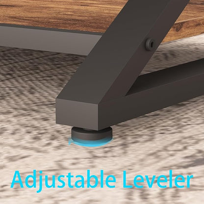 HSH Wood Coffee Table with Storage, Farmhouse Rustic Brown Coffee Table for Living Room, Modern Minimalist 2 Tier Center Table, Simple Rectangle Cocktail Tea Table in Home Office Bedroom, 39 Inch