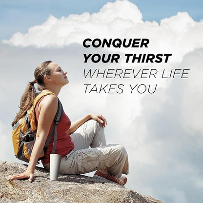 IRON °FLASK Classic Tumbler - Vacuum Insulated Stainless Steel Water Bottle, Double Walled, Drinking Cup, Insulated Travel Mug (Cashmere Cream, 32 oz Solid Lid)