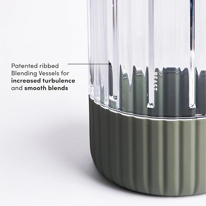 Beast Mega 1200 | Premium Countertop Blender | Smoothies, Shakes, Sauces, Dips, Soups | Blends Ice and Frozen Fruit | Includes Extra Lids and Straw System | 1200W | (Sage, 120V)