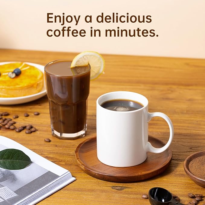 Single serve one cup drip coffee maker 14 oz,with personal travel cup,auto shut off function,Reusable Filter,Black and Silver