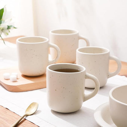 Bloomhouse - Two Time Oprah's Favorite Things Winner - Corsica Clay 4-Piece Mug Set – Sea Salt White Stoneware Coffee & Tea Cups, Durable Ceramic Drinkware