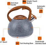 Load image into Gallery viewer, Tea Kettle, 3.2 Quart Whistling Tea Kettle Stovetop, Tea Pots for Stove Top Food Grade Stainless Steel with Wood Pattern Handle, Grey Teapot