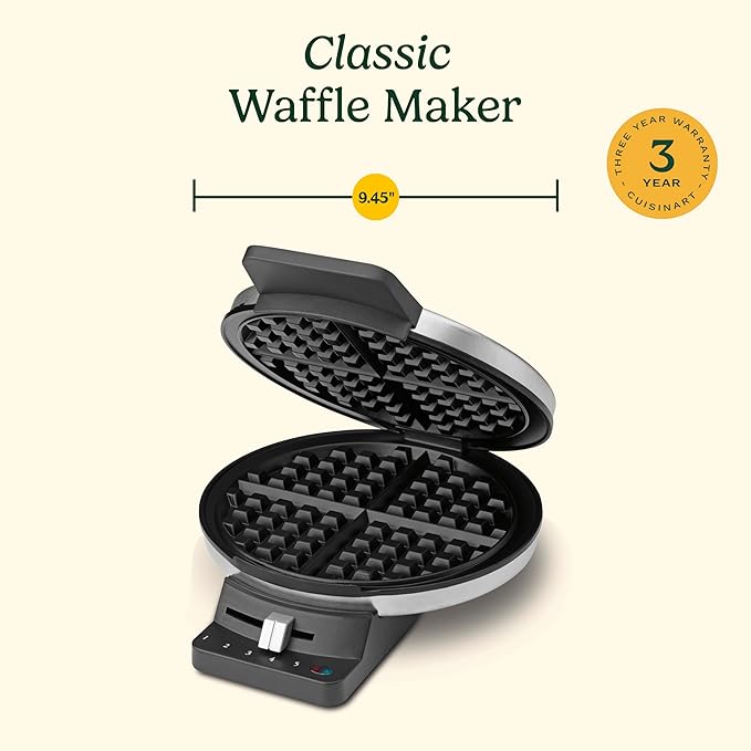 Cuisinart Round Classic Waffle Maker, Brushed Stainless, WMR-CANAS
