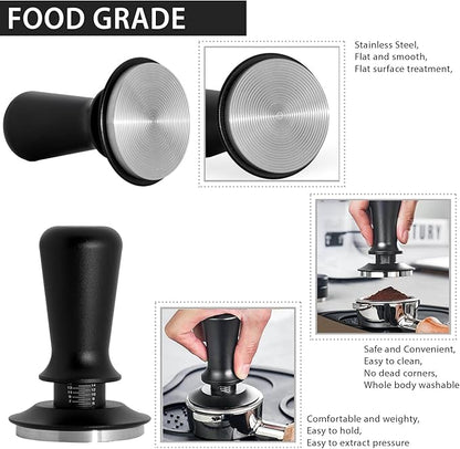 58mm Espresso Tamper, Professional Barista Coffee Tamper, Heavy-Duty Stainless-Steel Flat Base, Ergonomic Handle, Compatible with 58mm Portafilter, Coffee Accessory for Espresso lovers