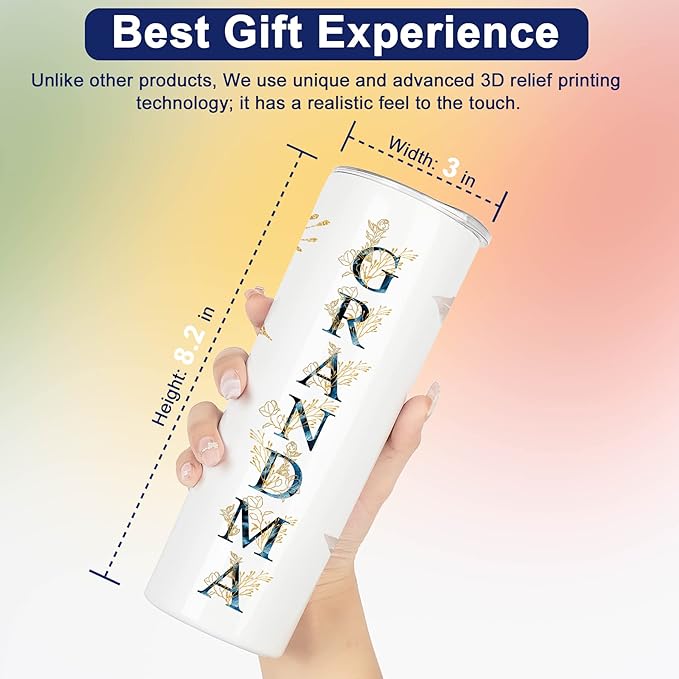 Christmas Gifts for Grandma- Best Grandma Tumbler- Cute Grandma's Mother's Day Birthday Gifts- Gift for Grammy, Grandmothers, Grandmom from Grandchild Grandson Granddaughter