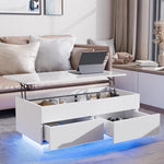 Load image into Gallery viewer, LED Coffee Table with Lift Top Morden Coffee Table with Storage High Gloss White Sofa Table for Living Room Center Tables Hidden Compartment &amp; 2 Drawers