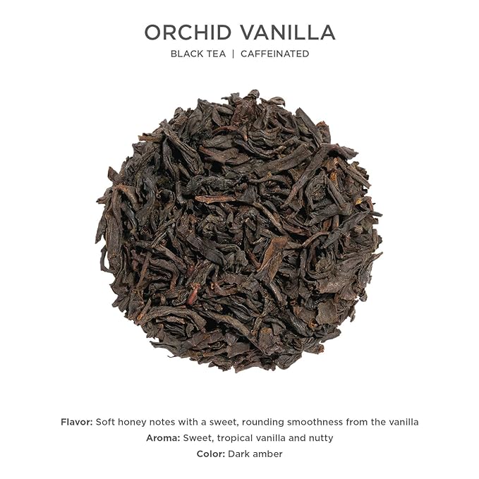 Tea Forte Orchid Vanilla Premium Loose Leaf Caffeinated Black Tea Blend Canister, Makes 35-50 Cups