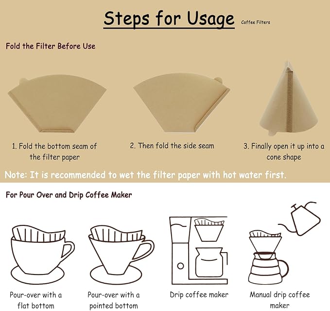 #4 Coffee Filters 04 Cone Paper 100 Count 8-12 Cups Coffee Filter Unbleached Disposable Paper Fits for Ninja, Drip and Pour Over Coffee Maker