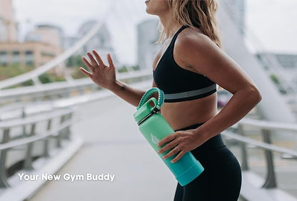 HYDRO CELL Stainless Steel Insulated Water Bottle with Straw - For Cold & Hot Drinks - Metal Vacuum Flask with Screw Cap and Modern Leakproof Sport Thermos for Adults (Mint/Green 40oz)